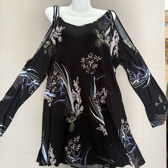 Free People Clear Skies Tunic Top Dress Medium Cold Shoulder Beachy Boho Summer - Picture 2 of 10